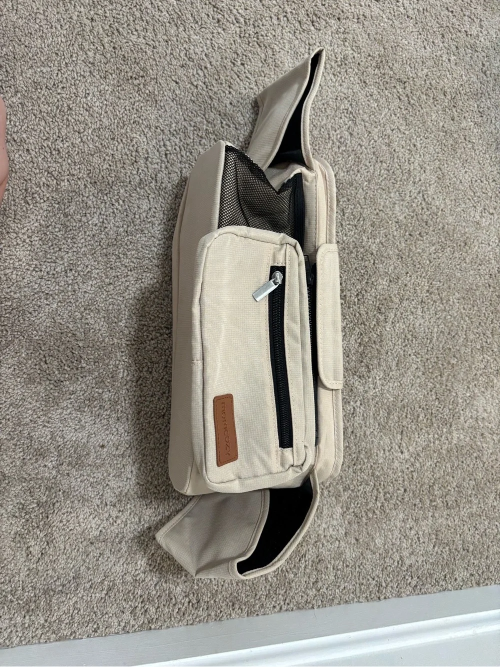 Momcozy Beige Stroller Organizer with Multiple Pockets and Insulated Holders
